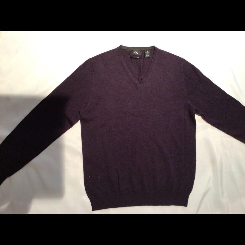 Calvin Klein sweater wool v neck, purple